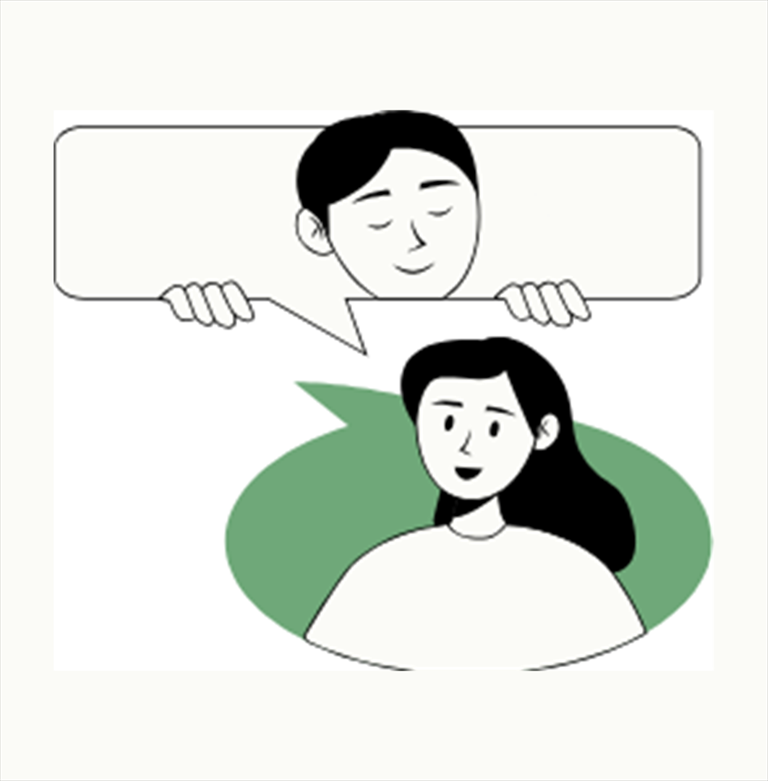Illustration: zwei Menschen im Gespräch